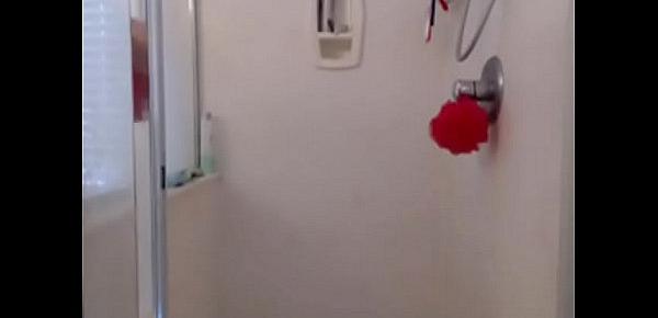 busty webcam girl takes a shower in panties